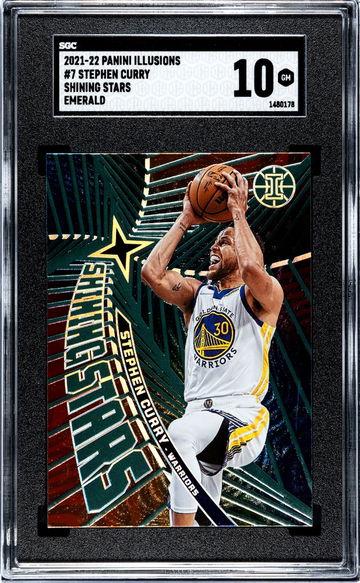 2021-22 Panini Illusions #7 Stephen Curry Shining Stars Emerald SGC 10