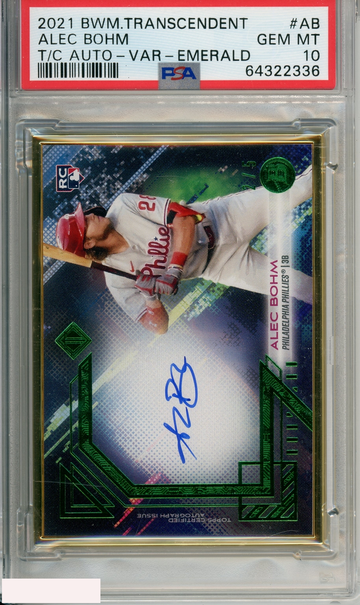 2021 BOWMAN TRANSCENDENT COLLECTION AUTOS ALEC BOHM #BVTA-AB EMERALD PSA 10
