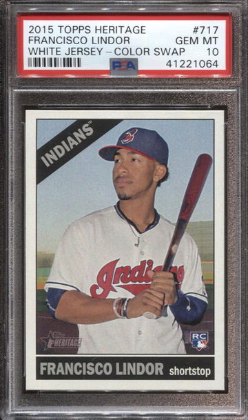 FRANCISCO LINDOR 2015 TOPPS HERITAGE COLOR SWAP PSA 10
