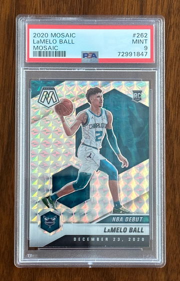 2020 Mosaic LaMelo Ball Silver Prizm Rookie NBA Debut PSA MINT 9 Hornets