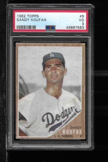 1962 TOPPS SANDY KOUFAX PSA 3