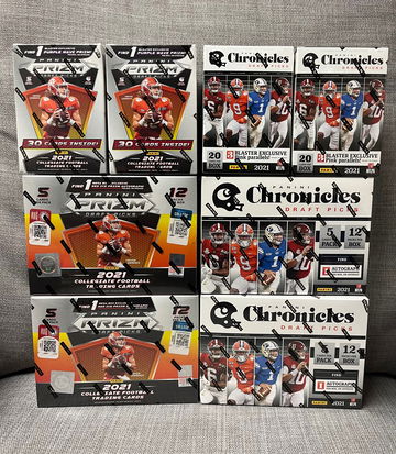 2021 draft picks prizm and chronicles mega and blaster box lot - 4 megas / 4 blasters