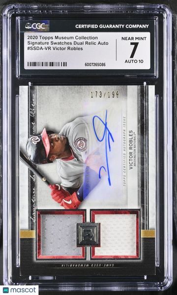 2020 Topps Museum Collection Victor Robles #SSDA-VR Dual Relic Auto Signature Swatches Dual Relic Auto CGC 7