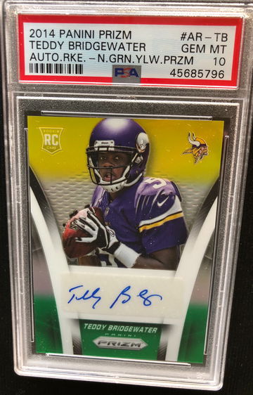 2014 Prizm Teddy Bridgewater Green Yellow Auto #/75 RC Rookie PSA 10 POP 4!