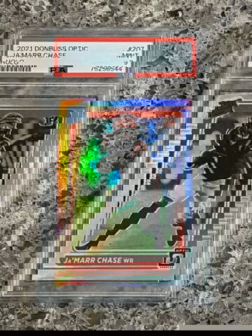 Ja’Marr Chase 2021 Donruss Optic Rated Rookie Holo Prizm PSA 9 MINT