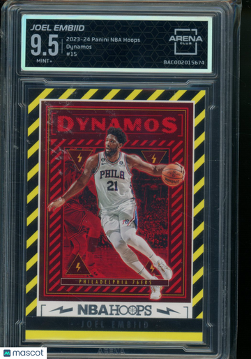 2023-24 Panini NBA Hoops Dynamos Joel Embiid #15 Arena Club 9.5