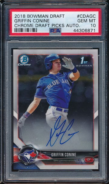 2018 Bowman Chrome Draft Griffin Conine PSA 10 GEM RC AUTO