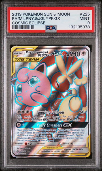 2019 Pokemon Sun and Moon Cosmic Eclipse Jigglypuff Gx/Mega Lopunny #225 PSA 9