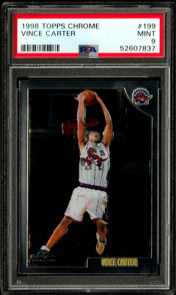 1998 TOPPS CHROME VINCE CARTER ROOKIE RC #199 PSA 9 MINT