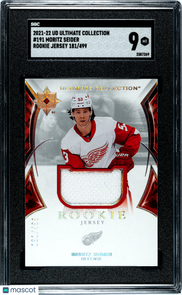 2021 Upper Deck Ultimate Collection Moritz Seider #191 Rookie Jersey SGC 9