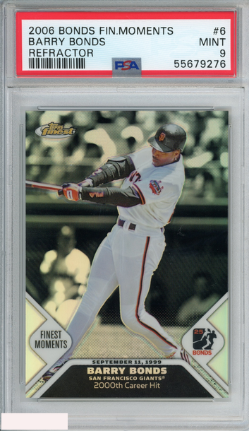 2006 FINEST BONDS FINEST MOMENTS BARRY BONDS #6 REFRACTOR 230 OF 425 PSA 9 MINT