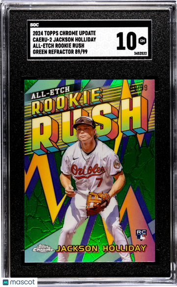2024 Topps Chrome Update Jackson Holliday #CAERU-2 All Etch Rookie Rush Green Refractor SGC 10