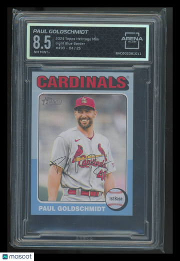 2024 Topps Heritage Mini Paul Goldschmidt #490 Blue Border /25 Arena Club 8.5
