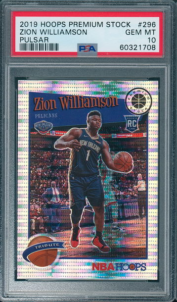 2019 Hoops Prem Stock Zion Williamson #296 RC Pulsar PSA 10
