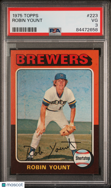 1975 Topps Robin Yount #223 HOF RC BREWERS PSA 3