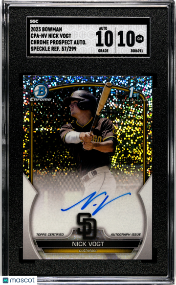 2023 Bowman Nick Vogt #CPA-NV CHR. Pros. Autograph Speckle Refractor SGC 10 Auto 10