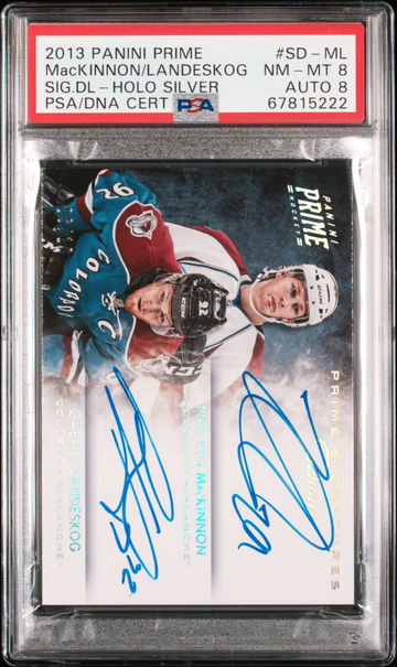 2013 Panini Prime Signatures Dual SD-ML Nathan MacKinnon/Gabriel Landeskog Rookie Auto Holo Silver PSA