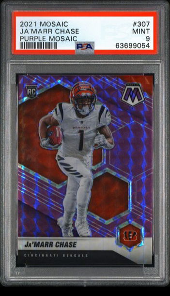 2021 MOSAIC JA'MARR CHASE PURPLE /49 PSA 9