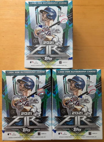 2021 Topps Fire Baseball Factory Sealed, 3 NEW MLB Blaster Boxes