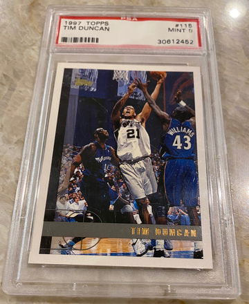 Tim Duncan topps rookie card RC PSA 9
