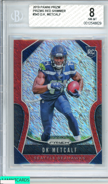 2019 PANINI PRIZM D.K. METCALF #343 PRIZMS RED SHIMMER ROOKIE RC 1 OF 15 BGS 8
