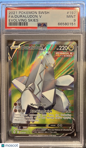 Sword & Shield Evolving Skies Duraludon V PSA 9 #197/203