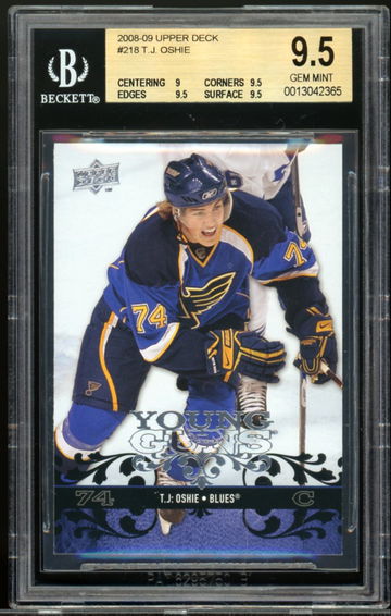 2008-09 Upper Deck #218 T.J. Oshie BGS 9.5 Gem-Mint