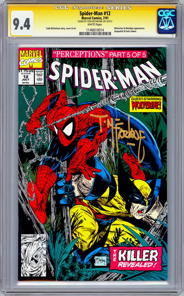 SPIDER-MAN #12 CGC-SS 9.4 SIGD TODD MCFARLANE STORY CVR & ART WOLVERINE APP 1991