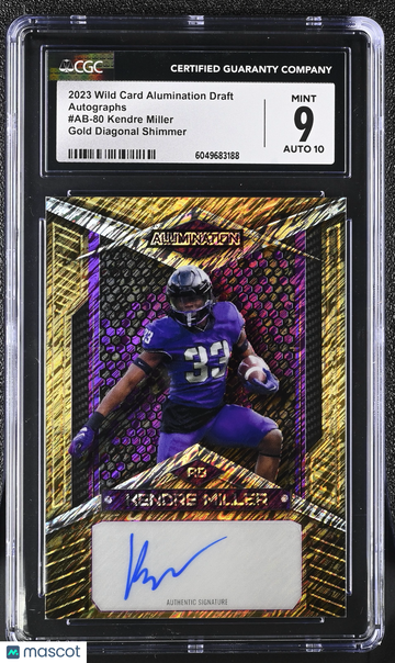 2023 Wild Card Alumination Draft Kendre Miller #AB-80 Gold Diagonal Shimmer /20 Autographs CGC 9