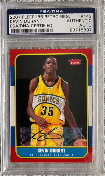 Kevin Durant 2007 Rookie RC Auto Retro '86 Fleer #143 PSA 10 Potential Low Pop!