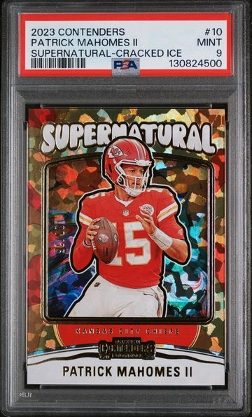 2023 Panini Contenders Supernatural Cracked Ice Patrick Mahomes II #10 PSA 9