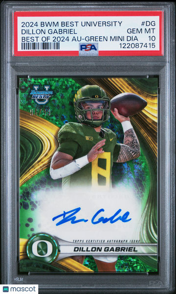 2024 Bowman Best University Best Of 2024 Autographs Dillon Gabriel #DG Green Mini Dia /99 PSA 10 Topps