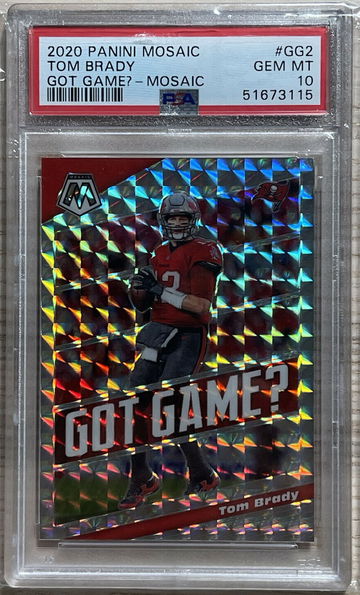 Tom Brady 2020 Panini Mosaic Got Game? Mosaic Prizm Silver #GG2 PSA 10 GEM