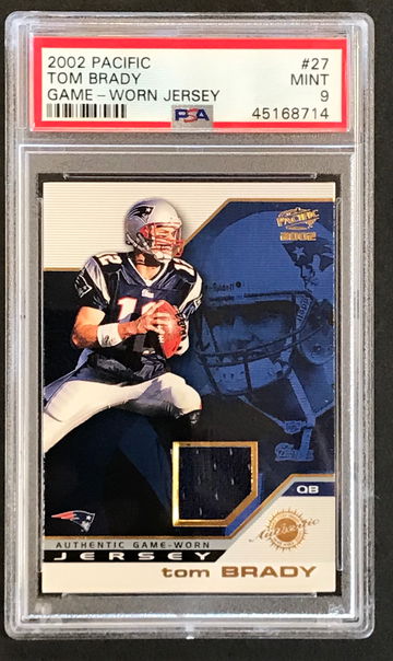 2002 Pacific Game Worn Jersey Tom Brady PATCH #27 PSA 9