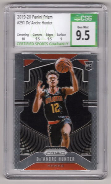 2019-20 Panini Prizm De'Andre Hunter Hawks RC CSG 9.5
