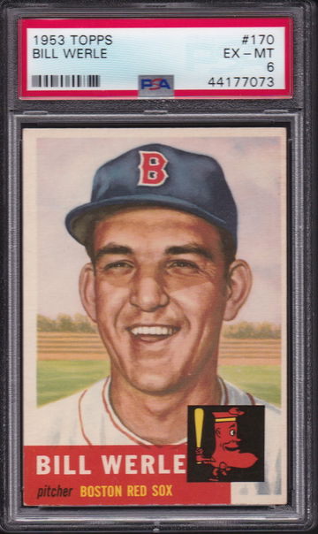 1953 Topps #170 BILL WERLE Boston Red Sox PSA 7 NM BASEBALL