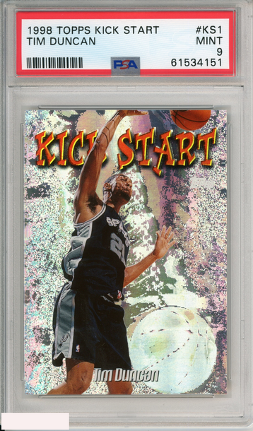 1998 TOPPS KICK START TIM DUNCAN #KS1 SAN ANTONIO SPURS HOF PSA 9 MINT