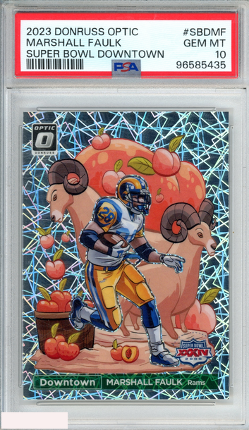 2023 PANINI DONRUSS OPTIC SUPER BOWL DOWNTOWN MARSHALL FAULK #SBDMF HOF PSA 10