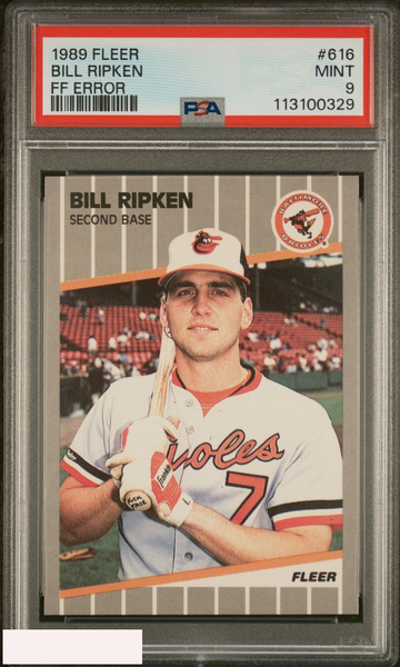 1989 FLEER BILL RIPKEN #616 FF ERROR BALTIMORE ORIOLES PSA 9 MINT