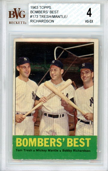 1963 TOPPS BOMBERS BEST MICKEY MANTLE BVG 4