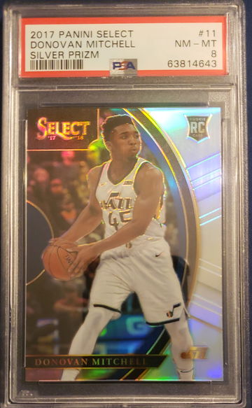 Donovan Mitchell RC 2017 Select #11 Silver PSA 8