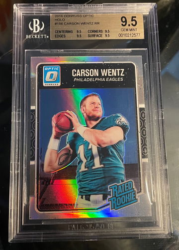 2016 Carson wentz optic holo BGS 9.5 true gem