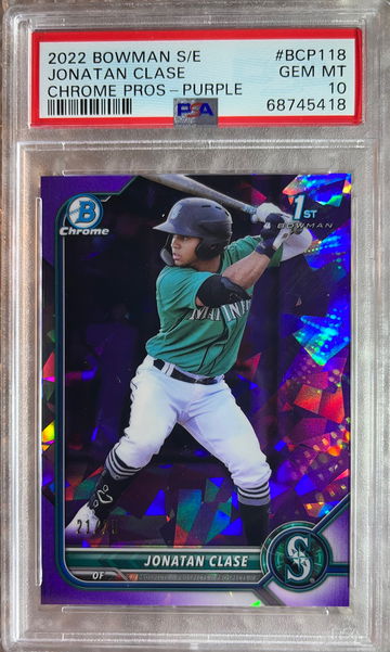 2022 Bowman Chrome Sapphire Jonatan Clase Purple PSA 10