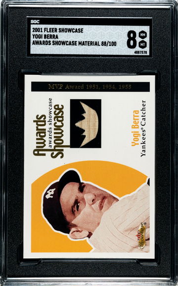 2001 Fleer Showcase Awards Materials Yogi Berra (Bat) 88/100 SGC 8 NM/Mint