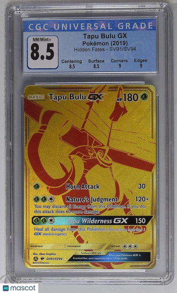 2019 Pokémon Hidden Fates Tapu Bulu GX Shiny Vault CGC 8.5 #SV91/SV94