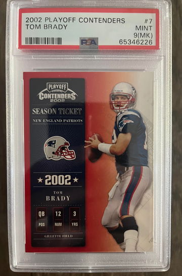 2002 Playoff COntenders Tom Brady PSA 9