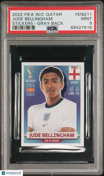 2022 Panini FIFA World Cup Qatar Stickers Jude Bellingham #ENG11 Gray Back PSA 9