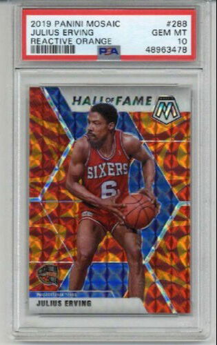 2019 PANINI MOSAIC REACTIVE ORANGE #288 JULIUS DR. J ERVING PSA 10 LOW POP RARE