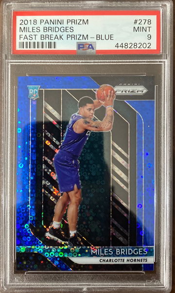 2018 Panini Prizm Basketball Miles Bridges Blue Fast Break PSA 9 /175 Rookie SSP