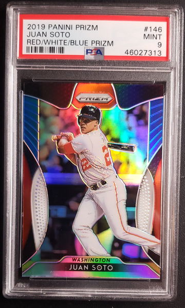 2019 Panini Prizm Tier II Red White & Blue Juan Soto #146 PSA 9